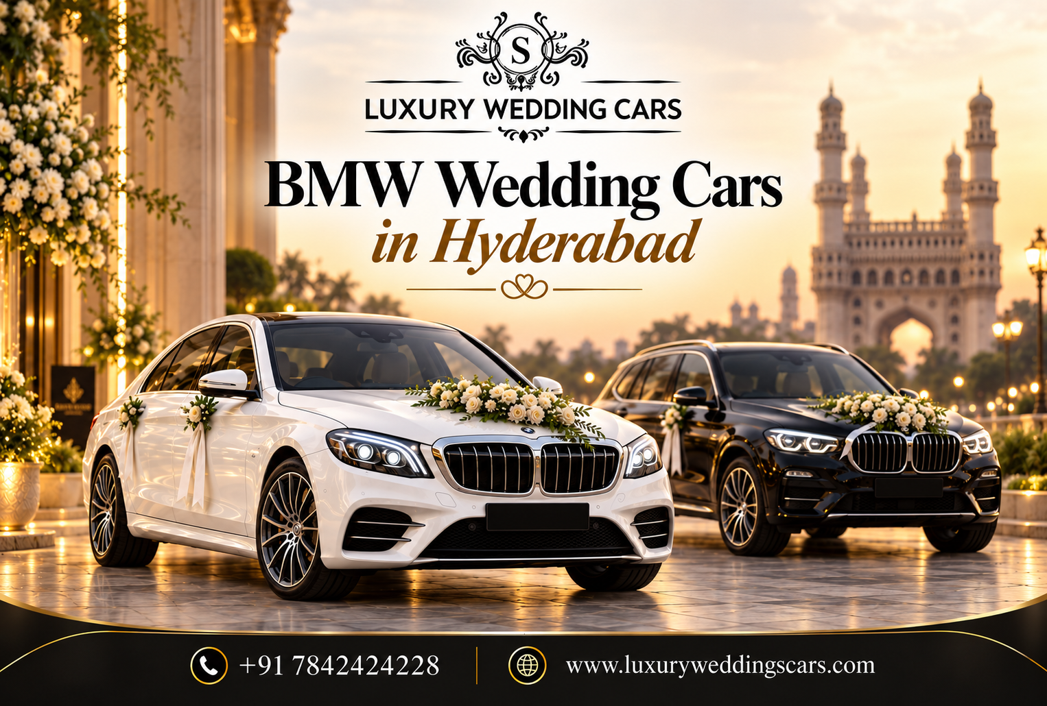 BMW Wedding Cars in Hyderabad for luxury bride and groom transportation