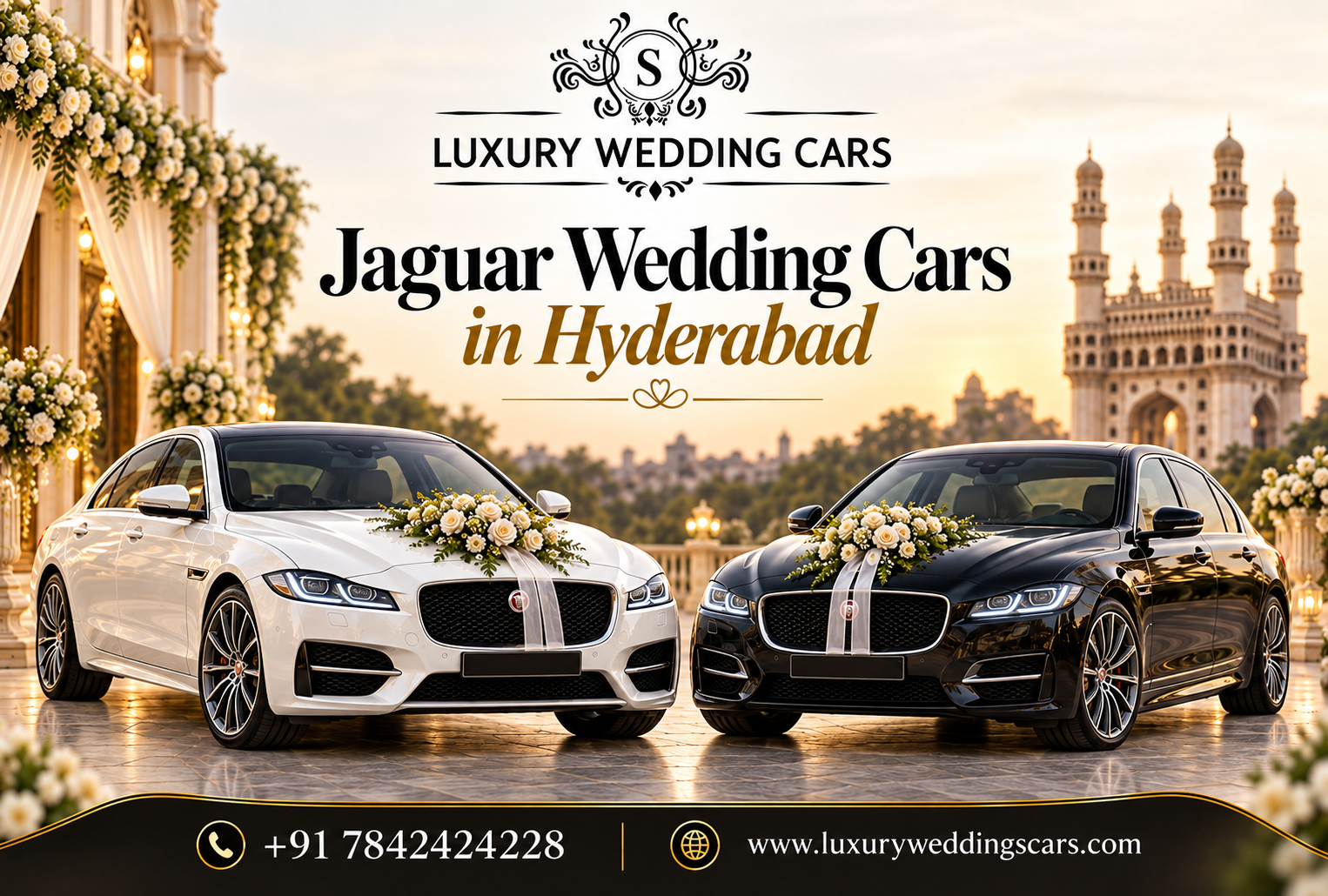 Jaguar Wedding Cars in Hyderabad for a stylish and luxurious wedding entrance