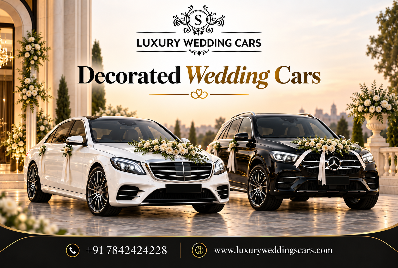 Decorated Wedding Cars in Hyderabad for a grand luxury wedding entry