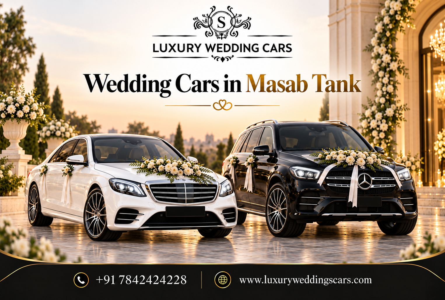Luxury Wedding Cars in Masab Tank Hyderabad for bride and groom wedding transportation