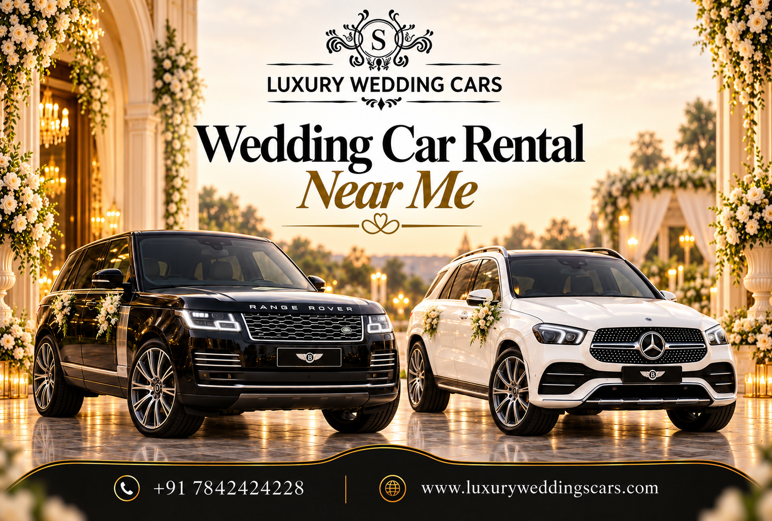 Wedding Car Rental Near Me in Hyderabad with luxury wedding cars for bride and groom