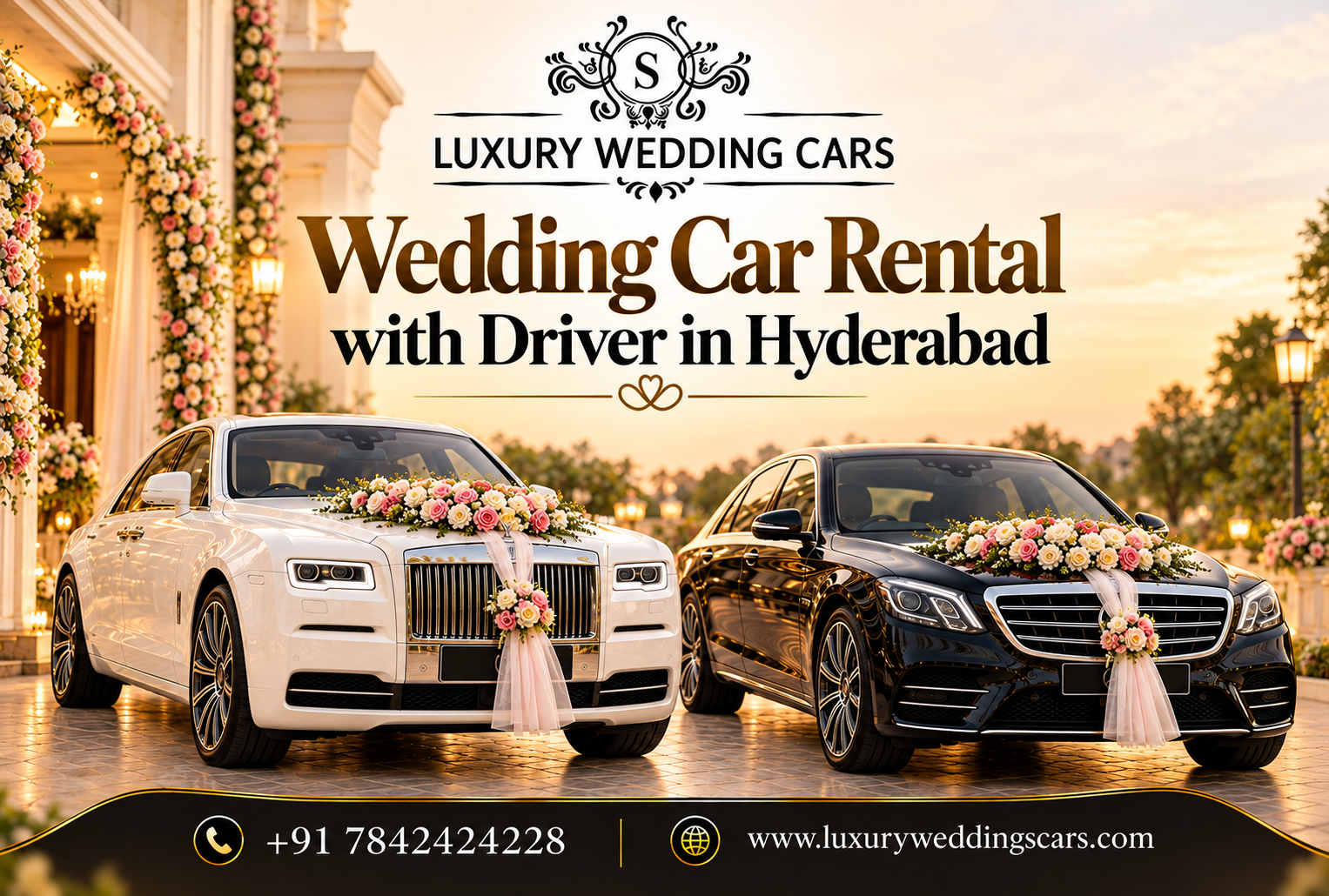 Wedding Car Rental with Driver in Hyderabad luxury wedding car with chauffeur