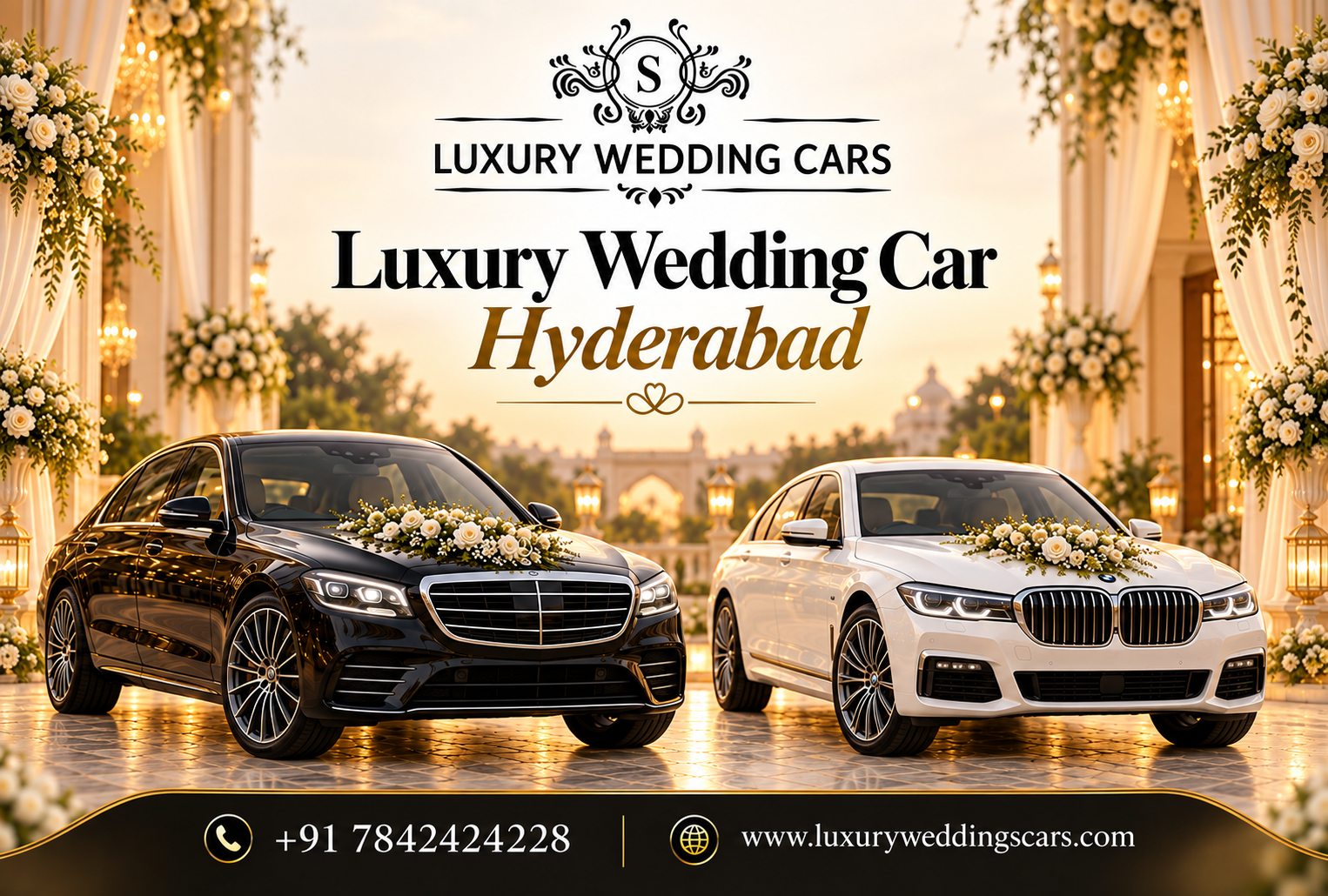 Luxury Wedding Car Hyderabad for bride and groom wedding transportation