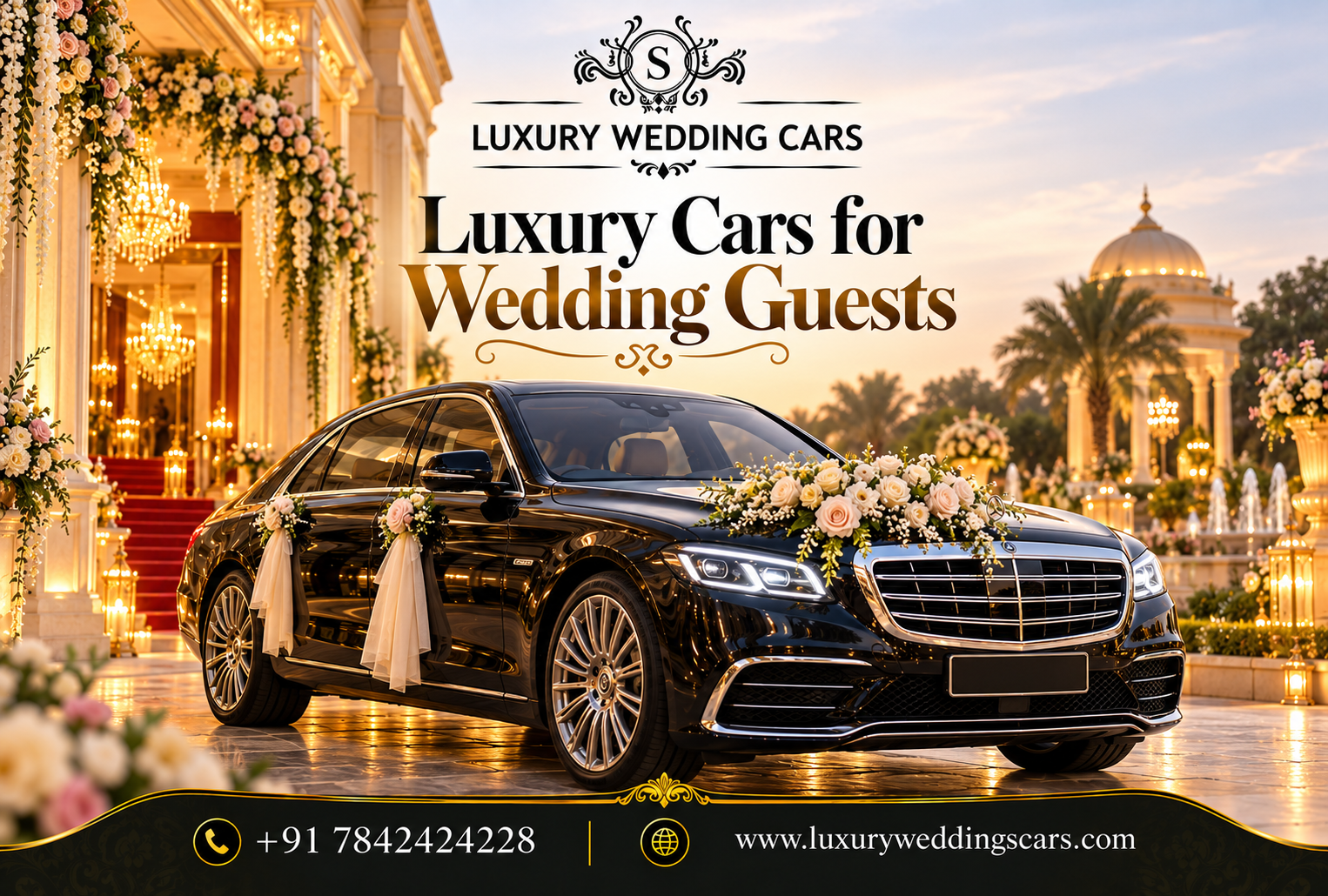 Best luxury cars for wedding guests in Hyderabad featuring premium Rolls-Royce, Bentley, BMW and Jaguar wedding car rentals.
