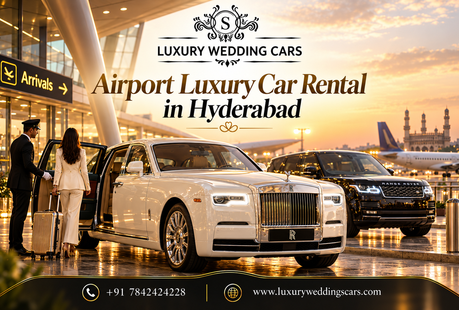 Premium Airport Luxury Car Rental in Hyderabad for Wedding Guests with Elegant Wedding Cars