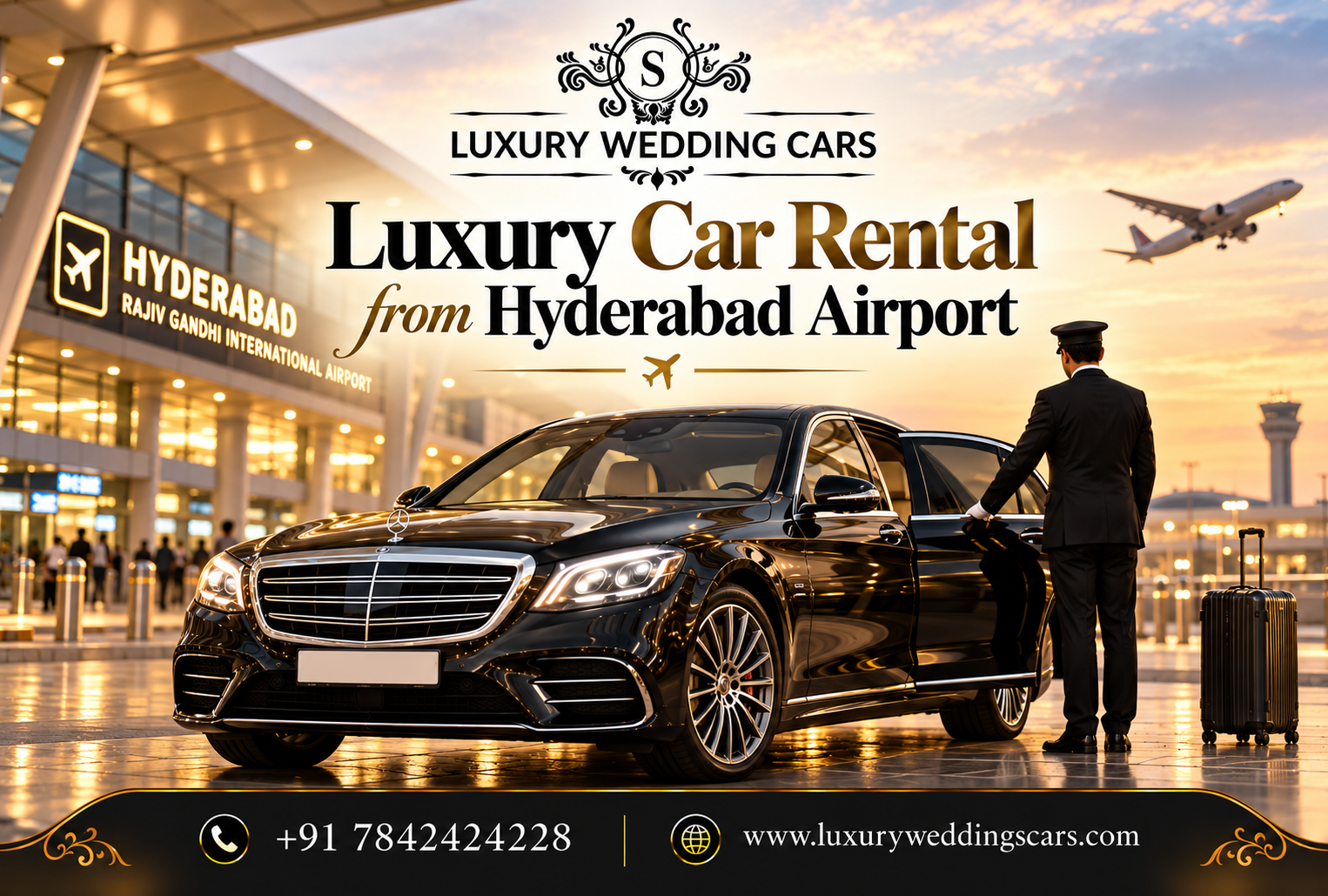 Luxury Car Rental from Hyderabad Airport for wedding guests with premium cars and comfortable airport pickup services in Hyderabad.
