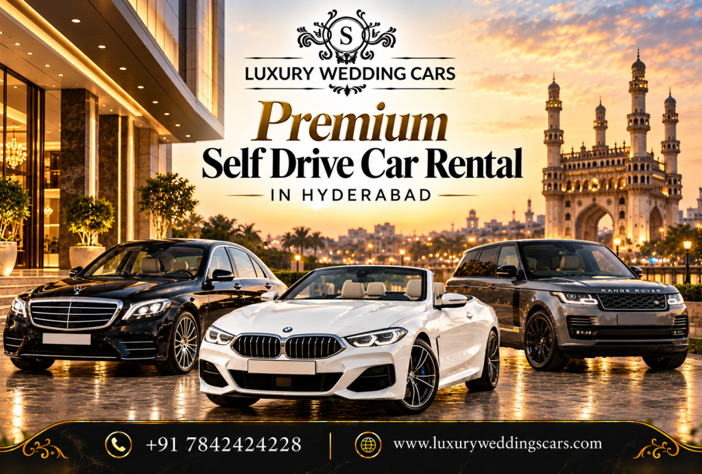 Current image: Premium Self Drive Car Rental in Hyderabad featuring luxury BMW, Porsche, Jaguar and premium cars for rent