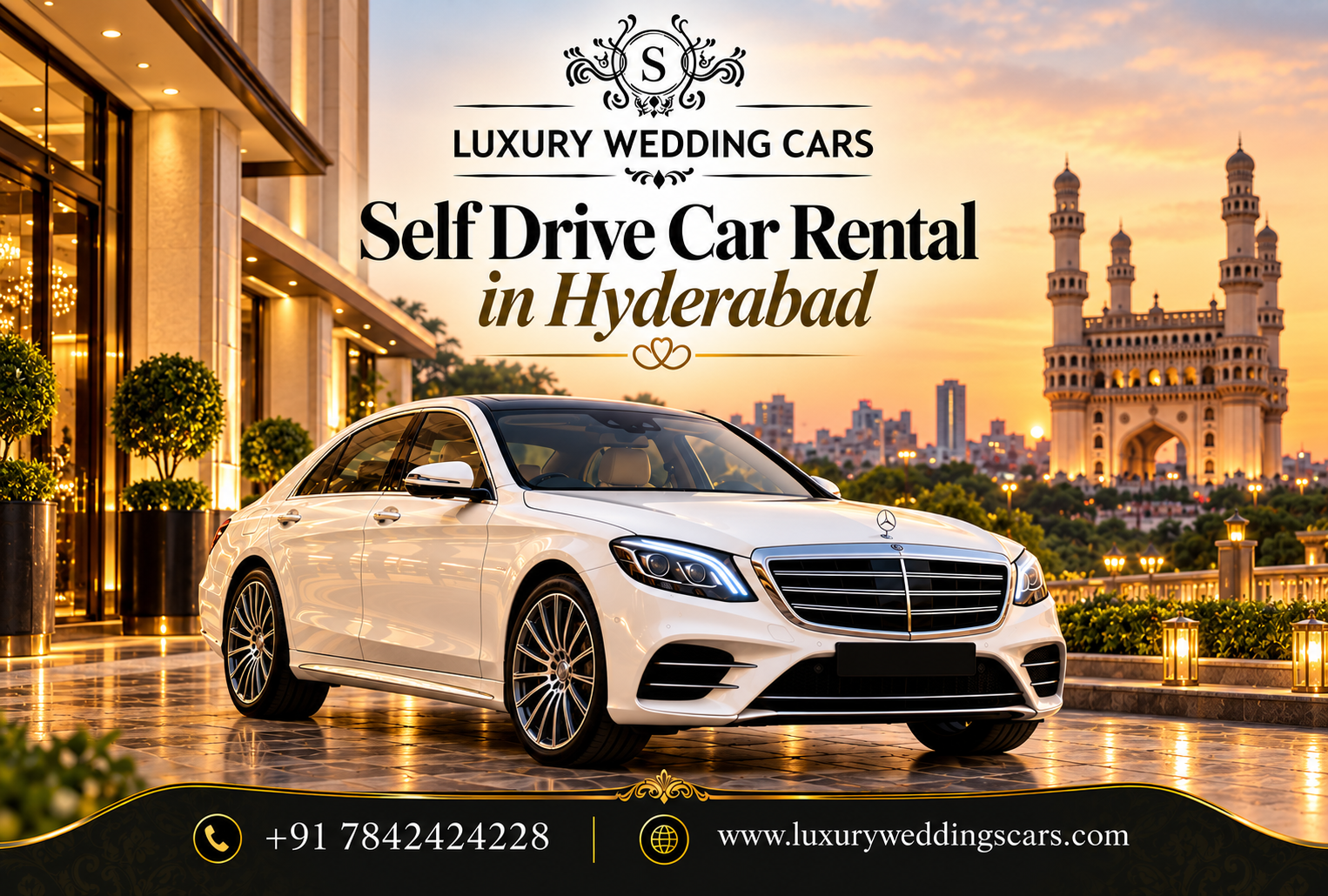 Premium self drive car rental in Hyderabad for weddings, receptions and special events